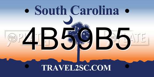 4B59B5 South Carolina License Plate