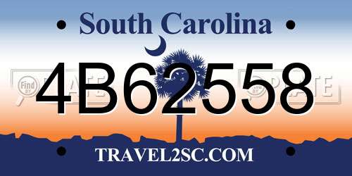 4B62558 South Carolina License Plate
