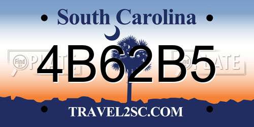 4B62B5 South Carolina License Plate