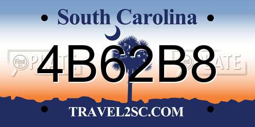 4B62B8 South Carolina License Plate