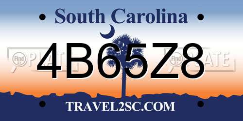 4B65Z8 South Carolina License Plate