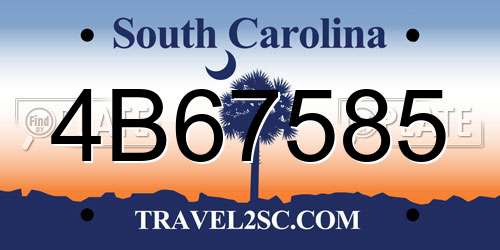 4B67585 South Carolina License Plate