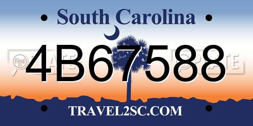 4B67588 South Carolina License Plate