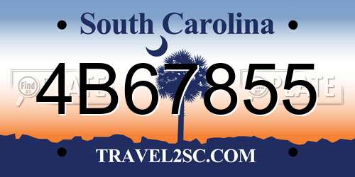 4B67855 South Carolina License Plate