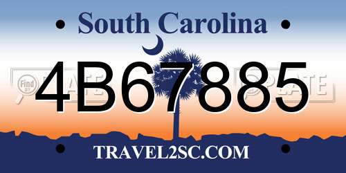 4B67885 South Carolina License Plate
