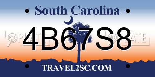 4B67S8 South Carolina License Plate