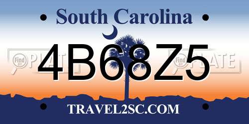 4B68Z5 South Carolina License Plate