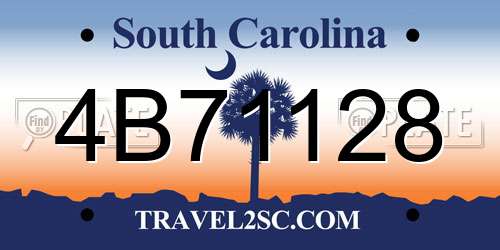 4B71128 South Carolina License Plate