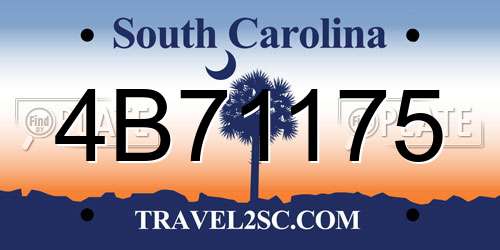 4B71175 South Carolina License Plate