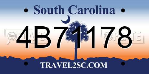 4B71178 South Carolina License Plate