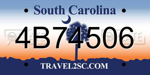 4B74506 South Carolina License Plate