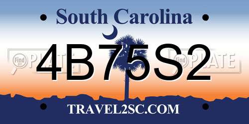 4B75S2 South Carolina License Plate