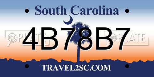 4B78B7 South Carolina License Plate