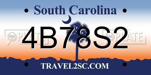 4B78S2 South Carolina License Plate