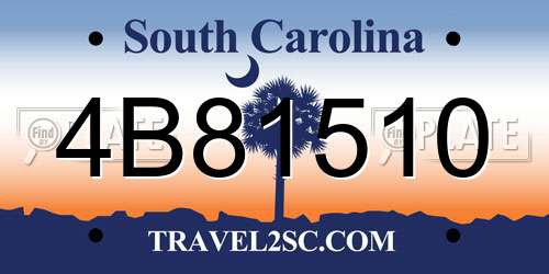 4B81510 South Carolina License Plate