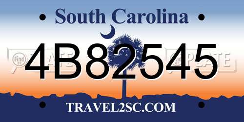 4B82545 South Carolina License Plate