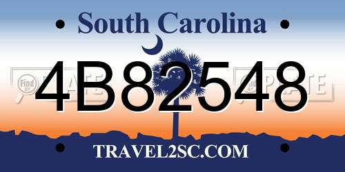 4B82548 South Carolina License Plate
