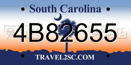 4B82655 South Carolina License Plate