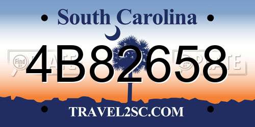 4B82658 South Carolina License Plate