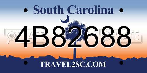 4B82688 South Carolina License Plate
