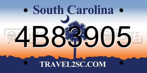 4B83905 South Carolina License Plate