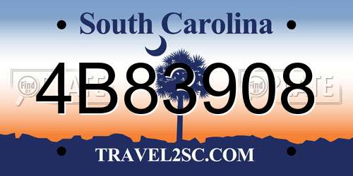 4B83908 South Carolina License Plate