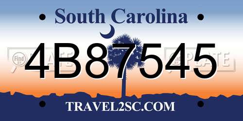 4B87545 South Carolina License Plate
