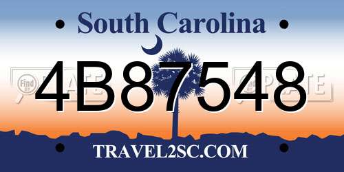 4B87548 South Carolina License Plate