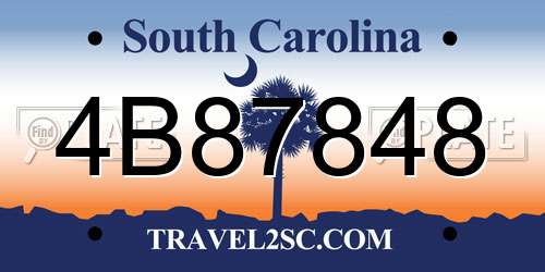 4B87848 South Carolina License Plate