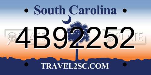 4B92252 South Carolina License Plate