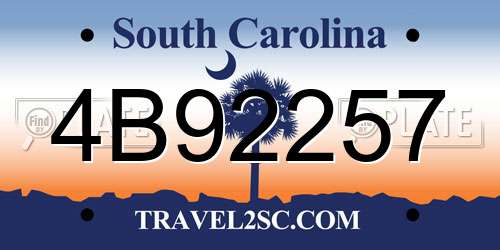 4B92257 South Carolina License Plate