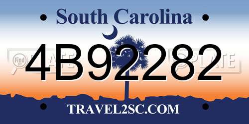 4B92282 South Carolina License Plate