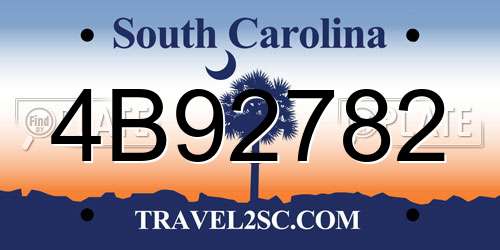 4B92782 South Carolina License Plate
