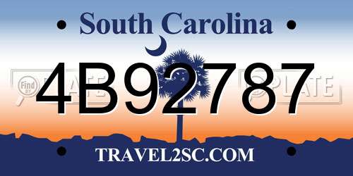 4B92787 South Carolina License Plate