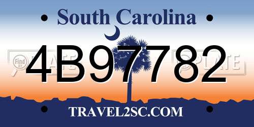 4B97782 South Carolina License Plate
