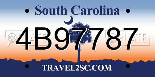 4B97787 South Carolina License Plate