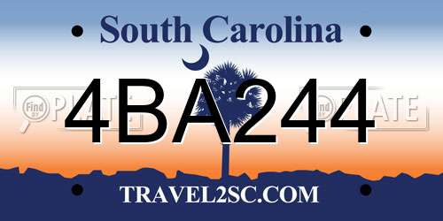 4BA244 South Carolina License Plate