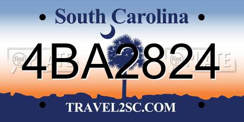 4BA2824 South Carolina License Plate