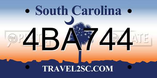 4BA744 South Carolina License Plate