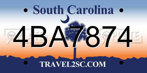 4BA7874 South Carolina License Plate
