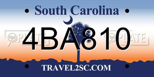 4BA810 South Carolina License Plate