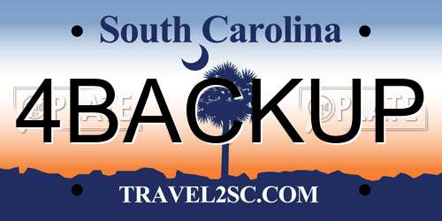 4BACKUP South Carolina License Plate