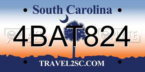 4BAT824 South Carolina License Plate