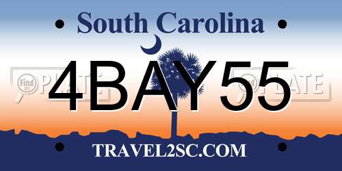 4BAY55 South Carolina License Plate