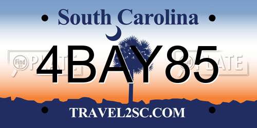 4BAY85 South Carolina License Plate