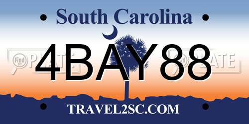 4BAY88 South Carolina License Plate