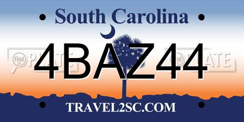 4BAZ44 South Carolina License Plate