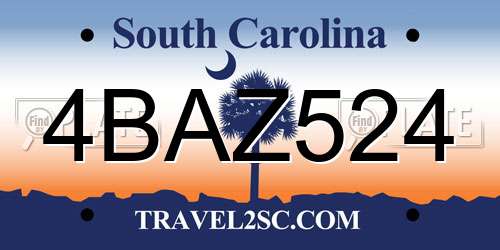 4BAZ524 South Carolina License Plate