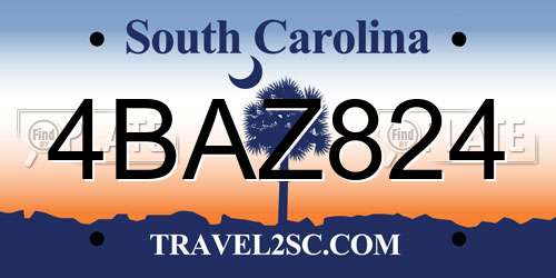 4BAZ824 South Carolina License Plate