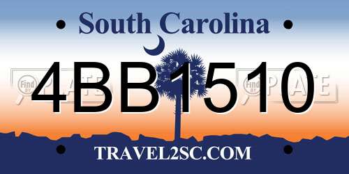 4BB1510 South Carolina License Plate